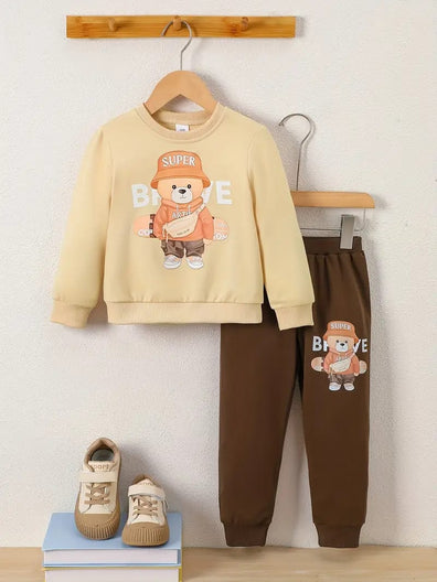 Bear Design Baby Hoodie & Trouser Set - Soft Fleece Stuff, Machine Washable - Perfect for Winter, Perfect for Outdoor TS6419K